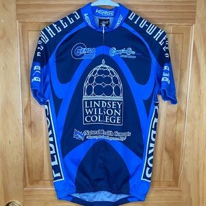 Verge Blue Short Sleeve Cycling Jersey for Men with Graphics, Size Medium.